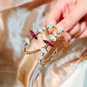 3/$25 Pink and Opal Hoop Earrings
